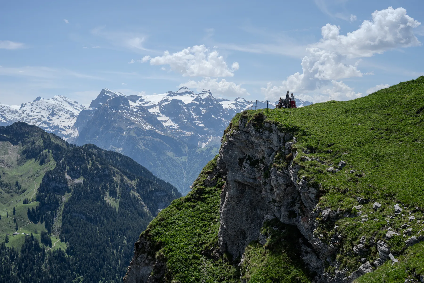 A photograph of the Swiss Alps taken by Lily Groth on the Stoos Ridge hike in Switzerland.