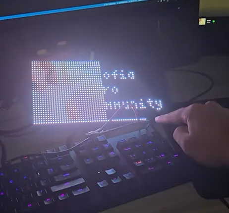 A matrix display for a Spotify listener's current status, developed by Lily Groth.